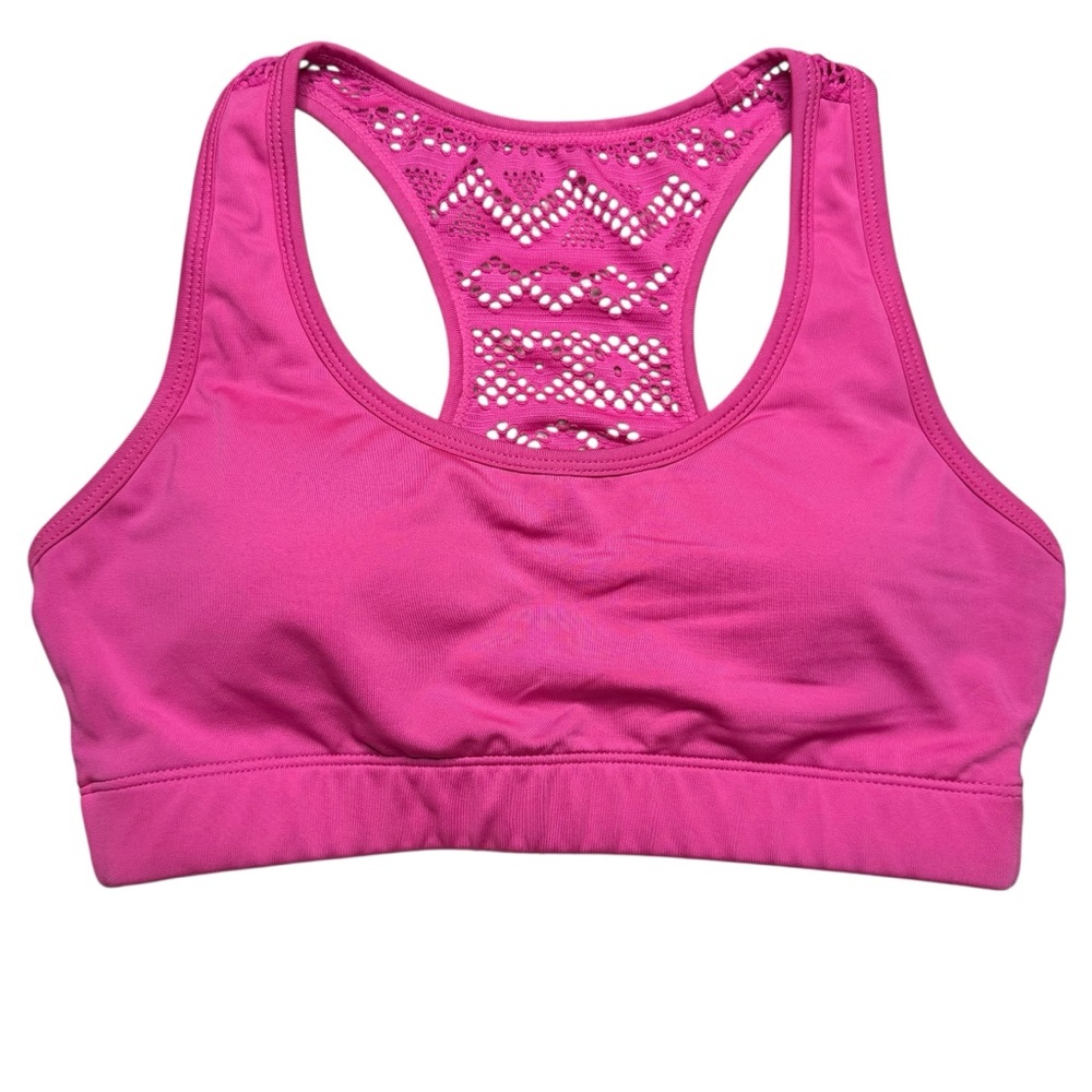 Zyia Active Hot Pink Bomber Sports Bra Lace Razorback Size Medium
